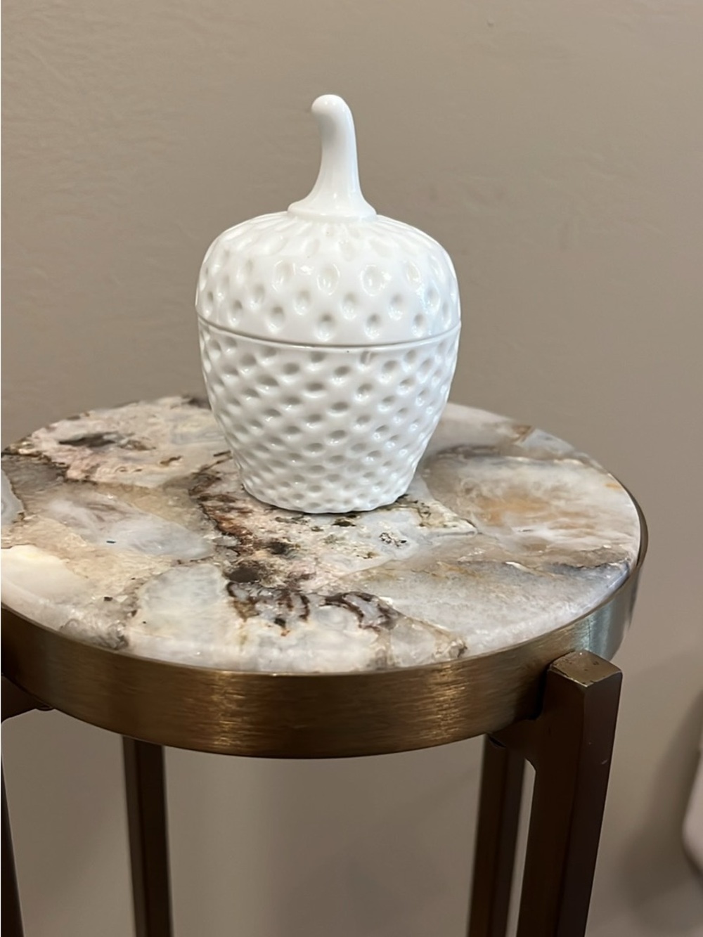 Vintage White Milk Glass Acorn Covered Dish – Hobnail